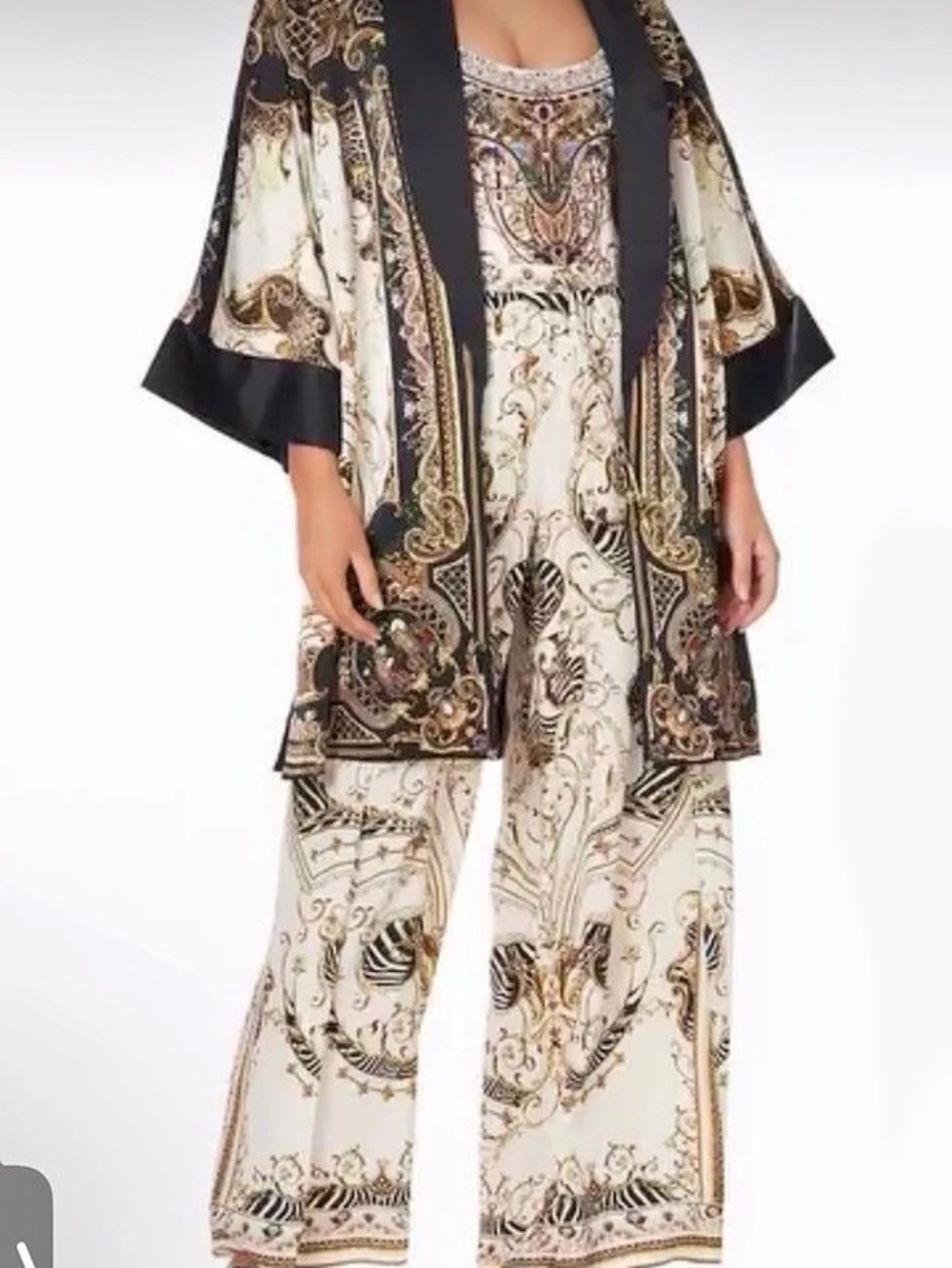 CAMILLA ROYAL KIMONO in Cream & Black